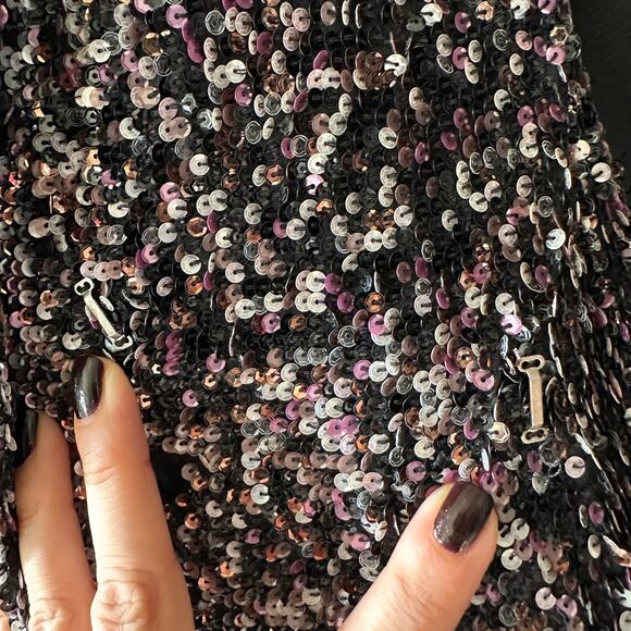 NICOLE FARHI Sequin Belted Wrap Dress Size 4 - Picture 13 of 14